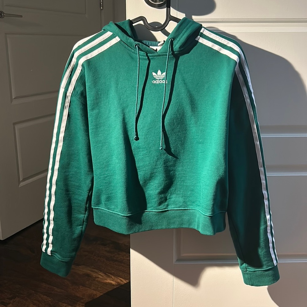 XS Adidas Originals adicolor green cropped hoodie